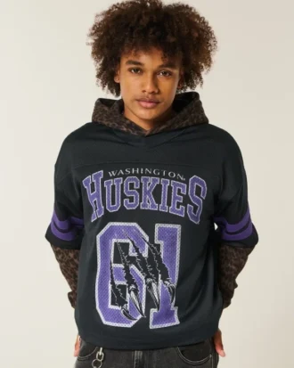 Tricou de fotbal cu grafică Huskies de la Universitatea din Washington