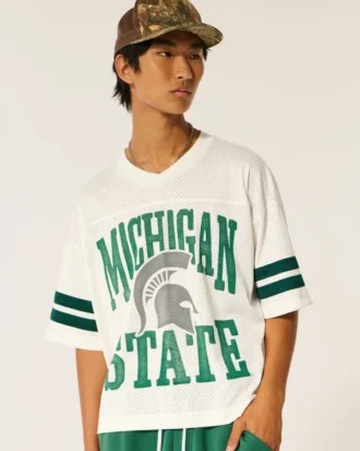 Tricou de fotbal cu grafică Michigan State University Spartans
