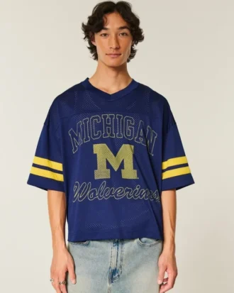 Tricou de fotbal cu grafică Wolverines de la Universitatea din Michigan