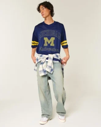 Tricou de fotbal cu grafică Wolverines de la Universitatea din Michigan