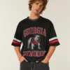 Tricou de fotbal cu imprimeu grafic University of Georgia Bulldogs Tricou de fotbal cu imprimeu grafic University of Georgia Bulldogs