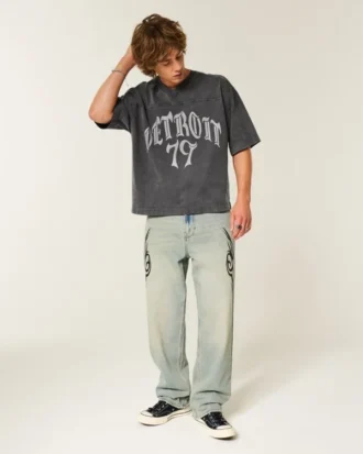 Tricou de fotbal Detroit Graphic, croit larg, din material gros