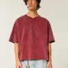 Tricou de fotbal grafic, croit larg, cu imprimeu, din material gros Tricou de fotbal grafic, croit larg, cu imprimeu, din material gros