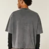 Tricou de fotbal grafic, croit larg, cu imprimeu, din material gros Tricou de fotbal grafic, croit larg, cu imprimeu, din material gros