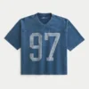Tricou de fotbal grafic, croit larg, cu imprimeu, din material gros Tricou de fotbal grafic, croit larg, cu imprimeu, din material gros