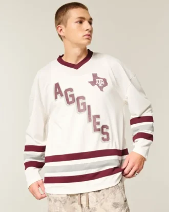 Tricou de hochei cu grafică Texas A&M University Aggies