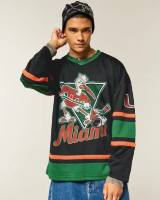 Tricou de hochei cu imprimeu grafic University of Miami Hurricanes