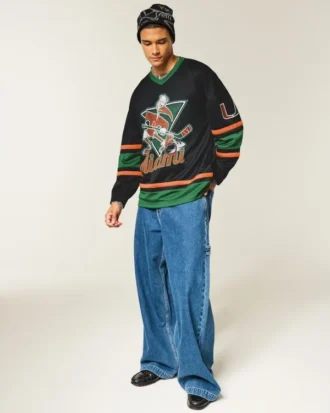 Tricou de hochei cu imprimeu grafic University of Miami Hurricanes
