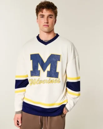 Tricou de hochei cu imprimeu Wolverines al Universității din Michigan