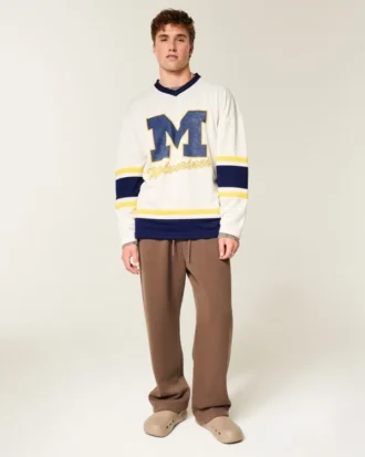 Tricou de hochei cu imprimeu Wolverines al Universității din Michigan