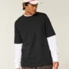 Tricou din bumbac gros, croit drept Tricou din bumbac gros, croit drept