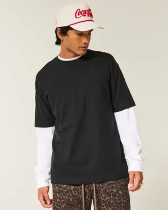 Tricou din bumbac gros, croit drept Tricou din bumbac gros, croit drept