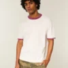 Tricou din bumbac gros, croit drept Tricou din bumbac gros, croit drept