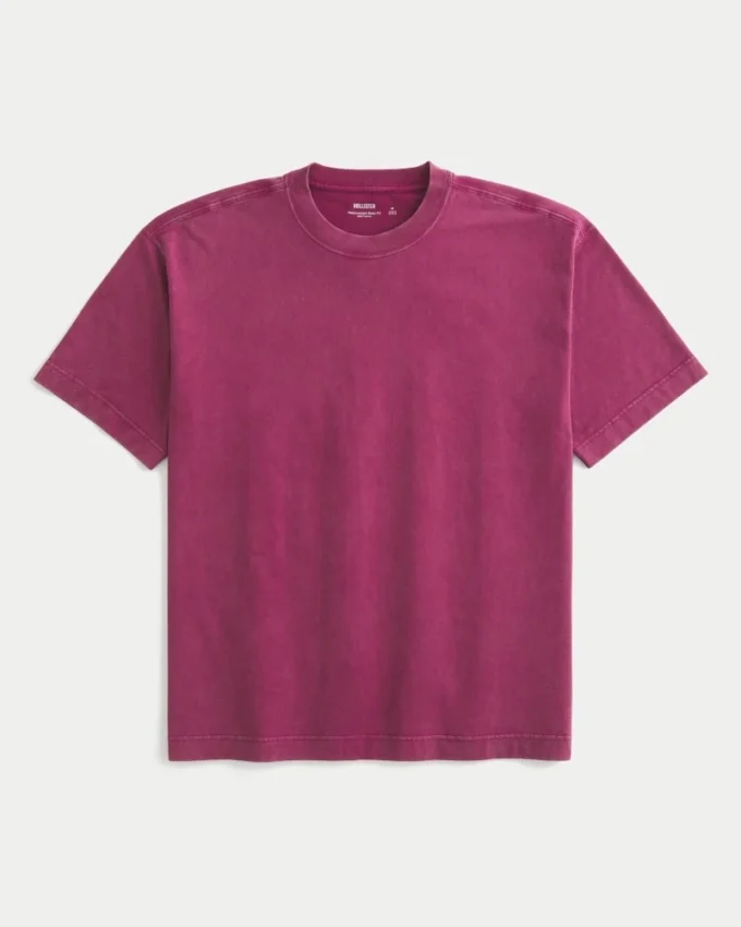Tricou din bumbac gros, croit drept Tricou din bumbac gros, croit drept