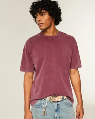 Tricou din bumbac gros, croit drept Tricou din bumbac gros, croit drept