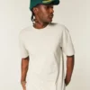 Tricou din bumbac gros, croit drept Tricou din bumbac gros, croit drept