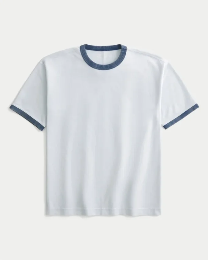 Tricou din bumbac gros, croit drept Tricou din bumbac gros, croit drept
