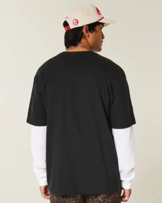 Tricou din bumbac gros, croit drept Tricou din bumbac gros, croit drept