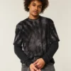 Tricou din bumbac gros, cu guler rotund, vopsit în stil tie-dye Tricou din bumbac gros, cu guler rotund, vopsit în stil tie-dye