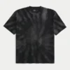 Tricou din bumbac gros, cu guler rotund, vopsit în stil tie-dye Tricou din bumbac gros, cu guler rotund, vopsit în stil tie-dye