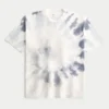 Tricou din bumbac gros, cu guler rotund, vopsit în stil tie-dye Tricou din bumbac gros, cu guler rotund, vopsit în stil tie-dye