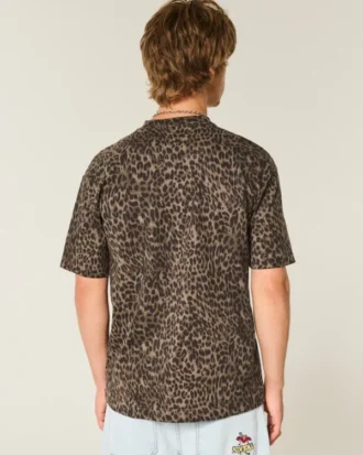 Tricou din bumbac gros, cu imprimeu leopard