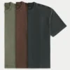 Tricou din bumbac spălat, gros, cu croi drept, pachet de 3 bucăți Tricou din bumbac spălat, gros, cu croi drept, pachet de 3 bucăți