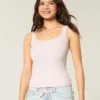Tricou fără cusături, cu gât pătrat, din țesătură cu nervuri Tricou fără cusături, cu gât pătrat, din țesătură cu nervuri