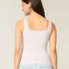 Tricou fără cusături, cu gât pătrat, din țesătură cu nervuri Tricou fără cusături, cu gât pătrat, din țesătură cu nervuri