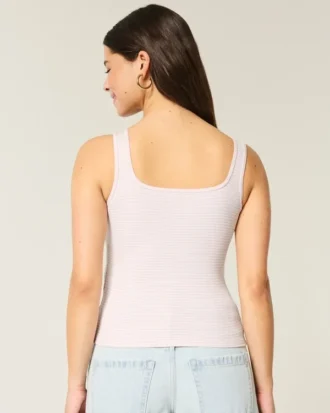 Tricou fără cusături, cu gât pătrat, din țesătură cu nervuri Tricou fără cusături, cu gât pătrat, din țesătură cu nervuri