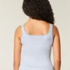 Tricou fără cusături, cu gât pătrat, din țesătură cu nervuri Tricou fără cusături, cu gât pătrat, din țesătură cu nervuri