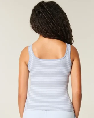 Tricou fără cusături, cu gât pătrat, din țesătură cu nervuri Tricou fără cusături, cu gât pătrat, din țesătură cu nervuri
