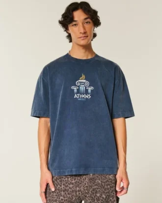 Tricou grafic Athens, gros, cu croială dreptă