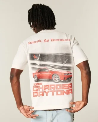 Tricou grafic Dodge Charger Daytona, gros și drept