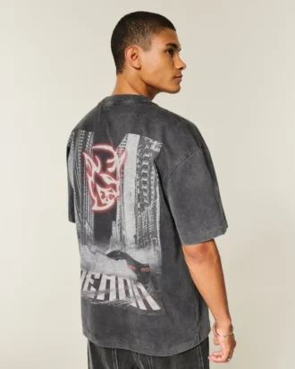 Tricou grafic Dodge Demon, gros, cu croi drept