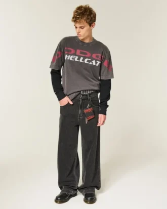 Tricou grafic Dodge Hellcat, croi drept, gros