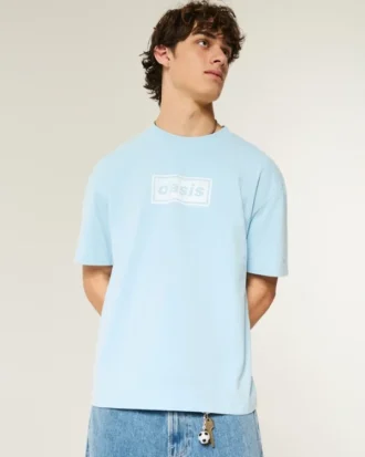 Tricou grafic Oasis, gros, cu croi drept