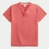Tricou Henley cu mâneci scurte și decolteu rotund