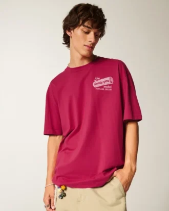 Tricou larg din bumbac cu imprimeu Shady Pine Motel