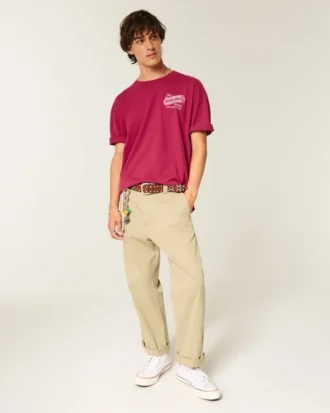 Tricou larg din bumbac cu imprimeu Shady Pine Motel