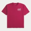 Tricou larg din bumbac cu imprimeu Shady Pine Motel Tricou larg din bumbac cu imprimeu Shady Pine Motel