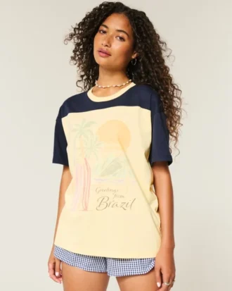 Tricou oversized cu imprimeu Brazil