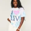 Tricou oversized Tie-Dye I Heart UV Graphic Tricou oversized Tie-Dye I Heart UV Graphic