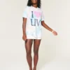 Tricou oversized Tie-Dye I Heart UV Graphic Tricou oversized Tie-Dye I Heart UV Graphic