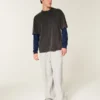 Tricou relaxat din bumbac cu mâneci lungi Tricou relaxat din bumbac cu mâneci lungi