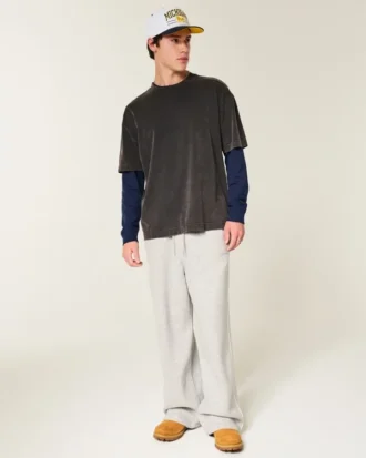 Tricou relaxat din bumbac cu mâneci lungi