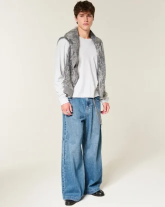 Tricou relaxat din bumbac cu mâneci lungi Tricou relaxat din bumbac cu mâneci lungi