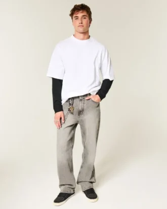 Tricou relaxat din bumbac cu mâneci lungi