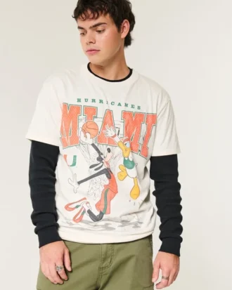 Tricou relaxat Disney Miami Hurricanes cu imprimeu grafic