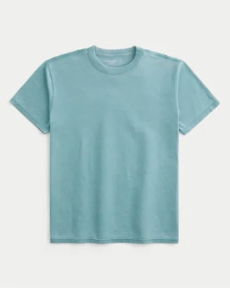 Tricou relaxat, spălat, cu guler rotund